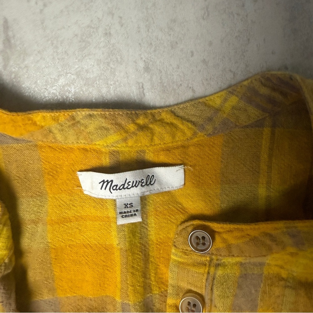 Madewell shirt Madewell Leysfield popover shirt flannel plaid mustard yellow - Picture 6 of 8